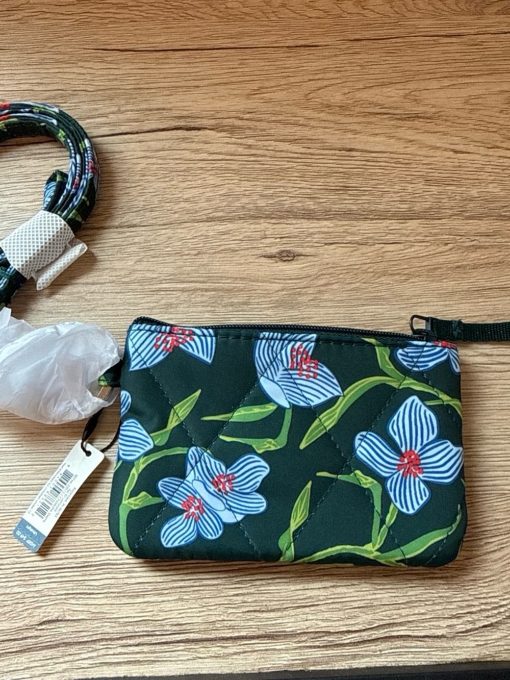 Vera Bradley Quilted Wristlet Pouch in Dark Green